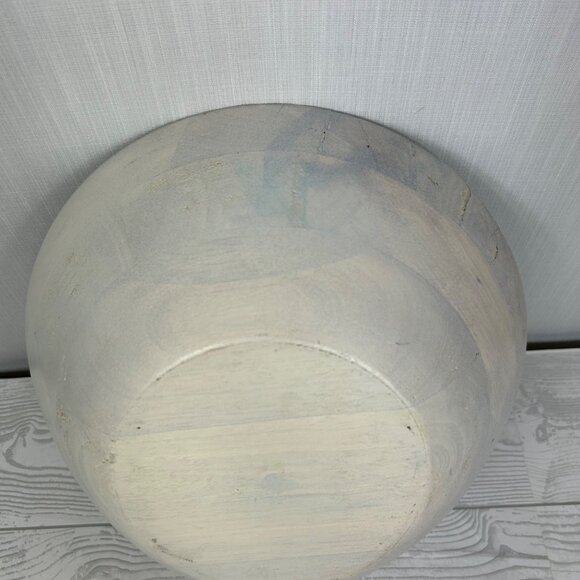 Handcrafted Wooden Decorative Bowl 12 Inches Bue White Grey‎ Boho - Picture 5 of 16
